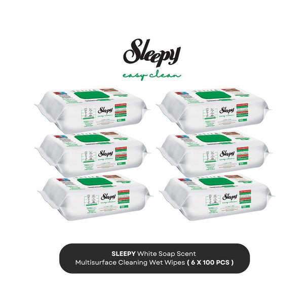 Sleepy Easy Clean Cleaning White Soap Scent Wipes with White Soap – 3x100 or 6x100pcs (300 / 600 Wipes) | Moist Cleaning Wipes with Natural Formula | For Glass, Furniture, Bathroom, Kitchen, Car & Electronics | Extra Cleanliness & Fresh Scent