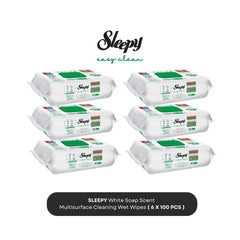 Sleepy Easy Clean Cleaning White Soap Scent Wipes with White Soap – 3x100 or 6x100pcs (300 / 600 Wipes) | Moist Cleaning Wipes with Natural Formula | For Glass, Furniture, Bathroom, Kitchen, Car & Electronics | Extra Cleanliness & Fresh Scent