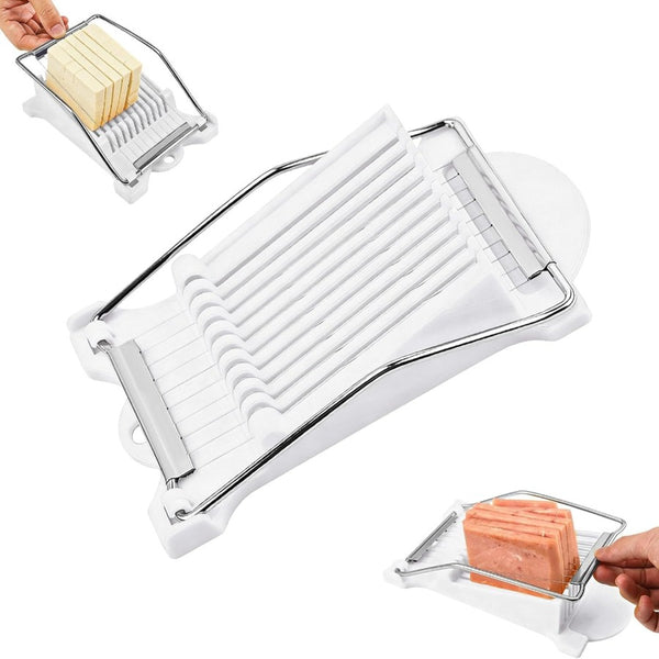 Upgrade Hand Luncheon Meat Slicer, Manual Egg Cutter, Multi-Purpose Kitchen Tool for, Cheese Bananas, Avocados, Vegetables Dishwasher Safe, Rust-Resistant (yellow, 10-Wire)