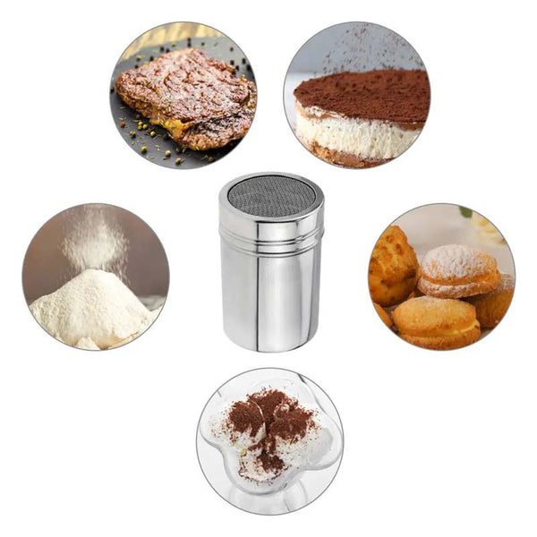 A Stainless Steel Shaker for Dusting Icing Sugar, Cocoa, And Flour, Perfect for Seasoning Spices
