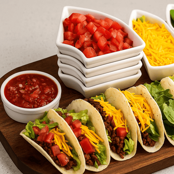 Christmas Divided tray as condiment bowl & snack platter, white buffet set for parties Rotating Snack Tray with 6 Removable Bowls Ceramic Divided Rotating Ceramic Serving Platter with Cover, Lazy Susan Storage Box for Taco Toppings, Snacks, Dip Sauces, Ki