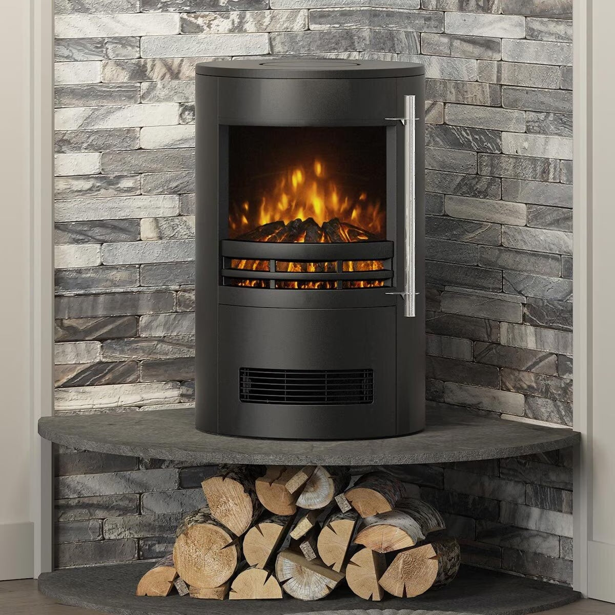 Flare Tunstall Electric Cylinder Stove in Black, 2Kw