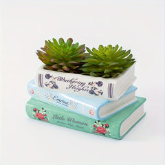 One Creative Three-Tiered Ceramic Book-Shaped Vase, a Unique Ceramic Flower Pot for Home Decoration, Suitable for Living Room, Bookshelf, Fireplace Mantel, And Dining Table Decoration.