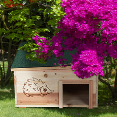 Wooden Hedgehog House: Hedgehog Hamster Habitat Shelter House Garden Nature Hibernation Feeding Box with Removable Roof