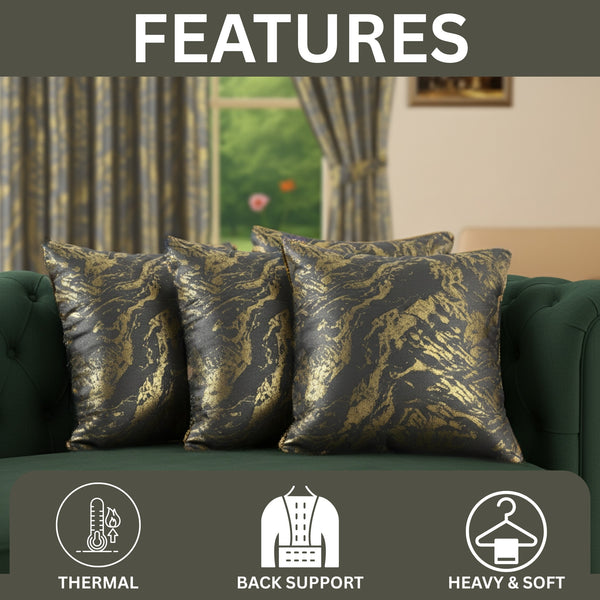 Set of 4 Marble Style Cushions Filled, Soft Decorative Pillows for Sofa, Couch, Bed & Living Room, Modern Gold Marble Pattern Accent for Home Décor