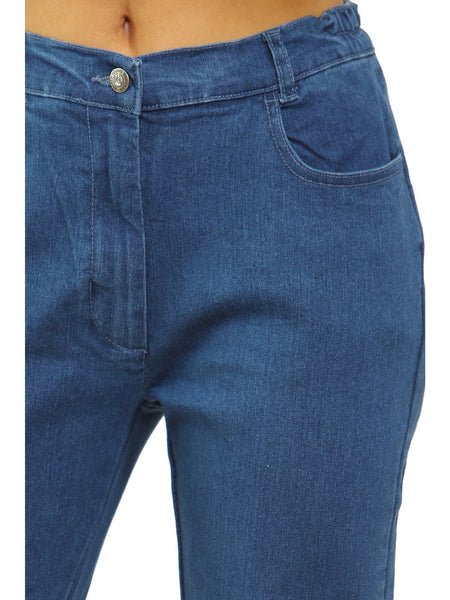 MYT Womens Side Elastic Waist Jeans Ladies Straight Leg Regular Fit Denim Size 10-24