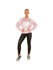 Adult 50s Pink Satin Jacket | Retro Lightweight Women’s Pink Bomber Coat | Classic Vintage Style Jacket for Everyday Wear