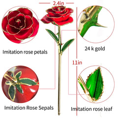Gifts for Women 24K Gold Dipped Rose with Stand Eternal Flowers Forever Love in Box Girlfriend Wedding Valentine Gift for Her