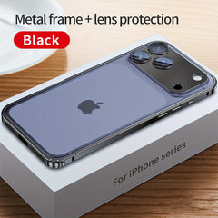 Phone Case - Metal Frame Bumper with Metal Lens Cover Elastic Strap Detachable Phone Case for Apple Iphone 17 Pro Max Durable Protective Cover