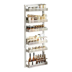Heavy Duty 6-Tier Metal Over The Door/Wall Mounted Pantry Organizer - Space-Saving Vertical Kitchen Storage Shelf with Hanging Rack, Suitable for Cans, Spices, Pantry Organization - Easy Installation, Door/Wall Mountable
