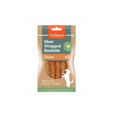 Rawhide Meat Wrapped Delicious Dog Treats, Twist Rawhide Sticks in Savoury Chicken Flavour, Puppy Chews for Reward & Training, Low Fat, High Protein Dog Chew Sticks Convenient for Travel & Walks