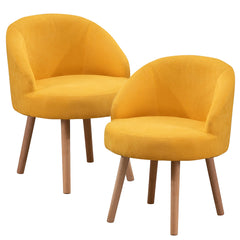 Set of 2 Small Accent Occasional Lounge Sofa, Guest Reception Sofa Chair Office Chair, Tub Chairs Upholstered Fabric with Solid Wood Legs
