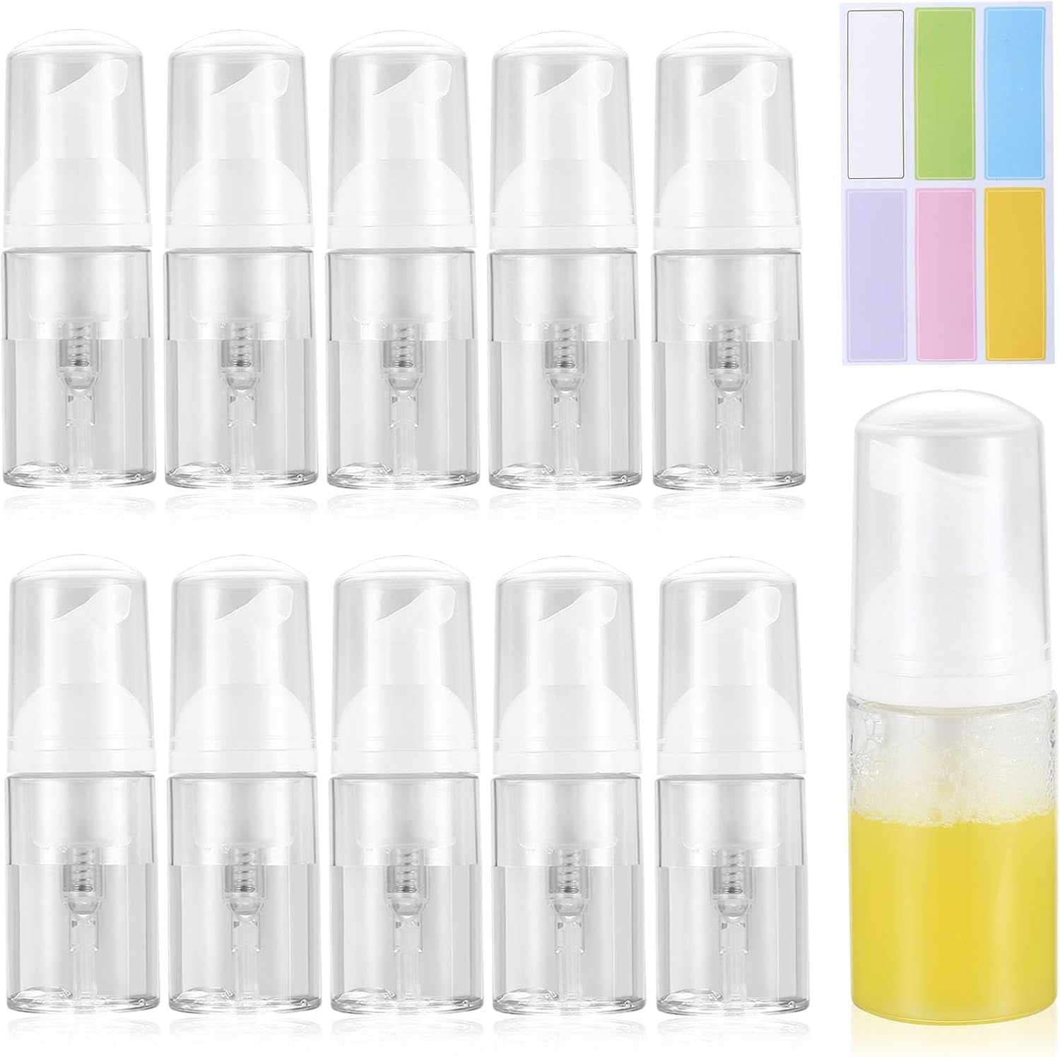 11 Pcs Foam Soap Dispenser Bottles, 30 Ml/1 Oz Foaming Soap Dispenser, Travel Foam Pump Bottles, Portable Soap Foam Dispenser for Lotions Liquid Dish and Hand Soap Dispenser Bathroom Kitchen