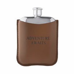 Fred Bennett Stainless Steel Brown Leather Hip Flask, Personalisation Available