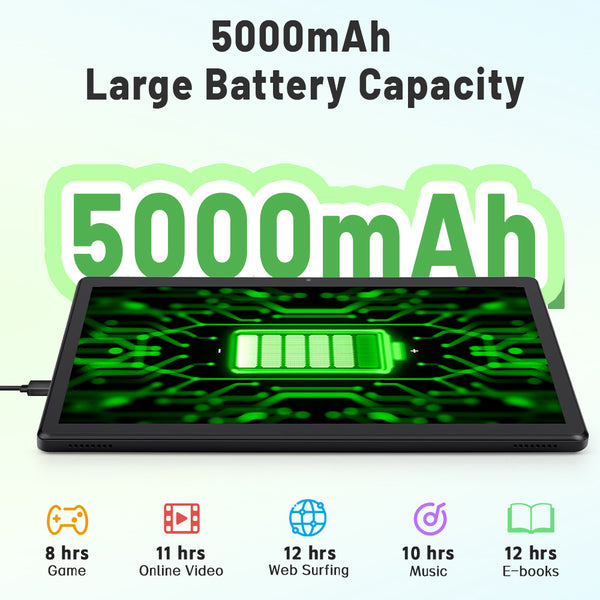 Tablet Computer, 10.1 Inches, Equipped with The Latest Android 15 System, Maximum Expandable 1TB Storage, 8GB RAM (4GB+4GB Expandable), 64GB ROM, Equipped with Keyboard, Mouse, Stylus and Protective Case, Stylus Color Random, 5000mAh Battery