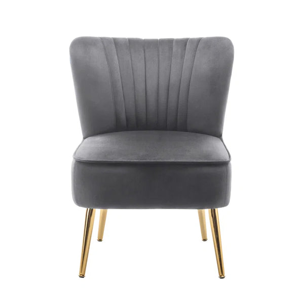 Seelinger Velvet Accent Chair with Gold Chrome Legs