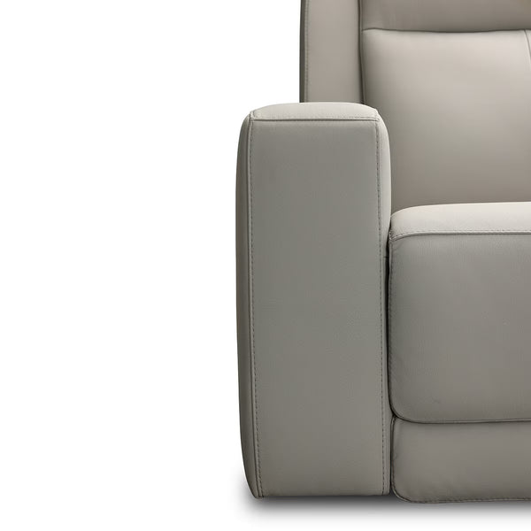 Simon Li Wren Light Grey Leather Power Reclining Armchair with Power Headrest