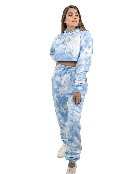 RUFEDGE Women’s Tie Dye Tracksuit Set | Ladies Joggers and Long Sleeve Crop Hoodie | Two-Piece Outfit