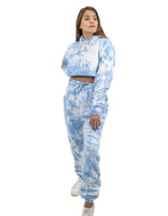 RUFEDGE Women’s Tie Dye Tracksuit Set | Ladies Joggers and Long Sleeve Crop Hoodie | Two-Piece Outfit