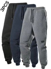 3-Pc Men'S Fall Winter Joggers with Patches on Knees