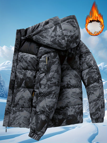 Men's Winter heavy-duty Jacket - Multi-functional design featuring a windproof and warm hooded coat with detachable storm hood, zip sleeve pockets, and adjustable hood cords. Ideal as a casual sports outerwear jacket for winter.perfect for gifting.