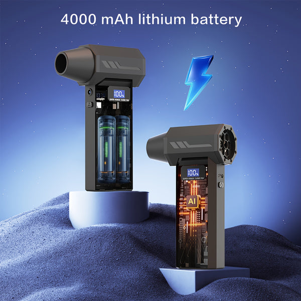 110000 RPM Portable Turbo Fan for Car Cleaning, 4-Speed Wireless Blower | 4000mAh USB-C Rechargeable | Portable Violent Handheld Dusting, Air Buster, Snow Removal, Cooling, Camping, Computer/Keyboard Cleaning - Best Holiday Birthday Gift