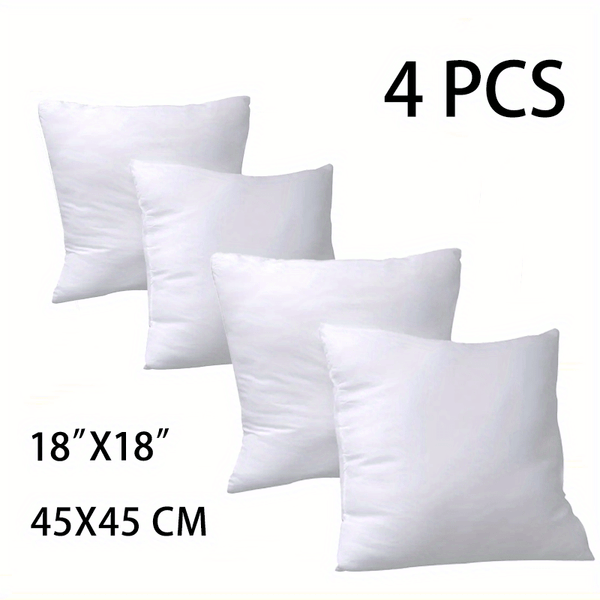 2/4/6 Pack Super Soft White Pillows With Zip Closure Soft Fluffy Square Pillow Cores, Cushion Inserts 45x45 Pads, Decorative Cushion Cores For Sofas, Cars And Home Decor - Multi-Purpose, Casual Style(45x45 Cm/ 18x18 Inches)Sofa Cushions Fillers