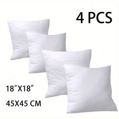 2/4/6 Pack Super Soft White Pillows With Zip Closure Soft Fluffy Square Pillow Cores, Cushion Inserts 45x45 Pads, Decorative Cushion Cores For Sofas, Cars And Home Decor - Multi-Purpose, Casual Style(45x45 Cm/ 18x18 Inches)Sofa Cushions Fillers