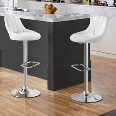 Costoffs Bar Stools Set of 2 Faux Leather Swivel Barstools, Height Adjustable, Modern Bar Chairs with Ergonomic Backrest, Cushioned Seat, Chrome Footrest for Home Kitchen Island Bar Counter, Dark Grey/Black/Retro Brown/White/Light Grey
