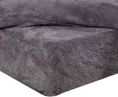 Brentfords Teddy Fleece Fitted Bed Sheet Plain Thermal Warm Soft Luxury Bedding, Charcoal Grey - Double