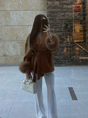 New Autumn/Winter Sophisticated Style Tie-Strap Coat for Women, Elegant and High-End, Overcoat