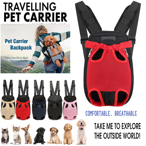 ATEK Breathable Mesh Pet Carrier Backpack With Adjustable Straps, Zipper Closure, And Built-in Leash For Dogs And Cats Christmas Gift
