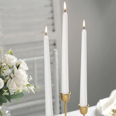 50-Pack Long Taper Candles - Unscented Ivory Tapers for Wedding, Church, Banquet - Real Wax Burning Candles Suitable for Chandeliers, Dinner Candles, Romantic Decor ( Use)