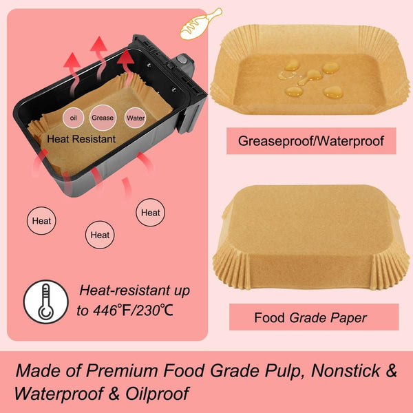 BYKITCHEN 100Pcs Air Fryer Liners for Ninja Dual, Air Fryer AF300UK AF400UK Accessories, Disposable Airfryer Parchment Paper Liners, Compatible with Ninja, Breville, Tower & Other Dual Zone Fryers