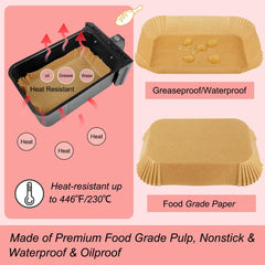 BYKITCHEN 100Pcs Air Fryer Liners for Ninja Dual, Air Fryer AF300UK AF400UK Accessories, Disposable Airfryer Parchment Paper Liners, Compatible with Ninja, Breville, Tower & Other Dual Zone Fryers