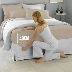 40cm Extra Deep Fitted Sheet – Solid Color Deep Pocket Sheet, Soft & Breathable Microfiber Bedding, All Seasons, Hotel-Quality, Machine Washable, Single, Double, King & Super King Sizes