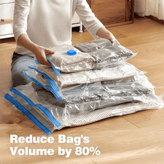 11pcs Vacuum Compression Storage Bags Set with Portable Hand Pump - Large + Medium + Small + Hand Pump - Suitable for Bedding, Clothes, Travel Essentials, Luggage Vacuum Seal Bags, Thickened Material, No Electricity Required