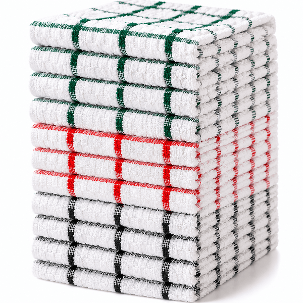 Tea Towels Extra Large, 100% Cotton Towels For Kitchen Soft & Absorbent Dish & Bar Towels Lint Free Cleaning Towels Set Available in Multicolors Local Warehouse UK