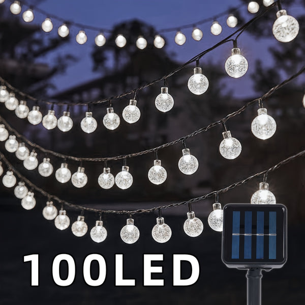 1pc 16.33/22.9/39.3ft (4.98/6.98/11.98m) 20/50/100 LED Bubble Globe Fairy Lights, Outdoor Solar String Lights, Ipx4, 1.7cm Ball, Button Control, for Summer Garden Patio Yard Trees Wedding Birthday Party