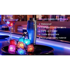12 Pieces LED Color Changing Ice Cubes Reusable Waterproof Light Up Drink Lights