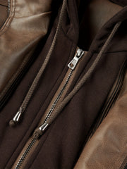 Men's Casual 2in 1 Jacket, Chic Bomber Jacket Biker Jacket with Zipper Pockets