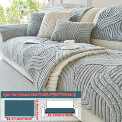 1pc Plush Non-Slip Sofa Cover, Modern Luxury, Pet-Friendly, Breathable, Fashionable Home Decor