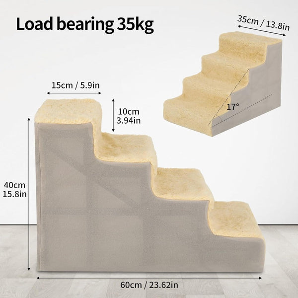 Anti-Slip Dog Steps with Removable Washable Cover for Smaller Elder Pets Sturdy Steps for Dogs