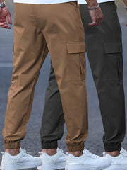 2pcs Men's Cargo Pants - Multifunctional Pockets, Adjustable Drawstring, Suitable for Everyday Casual and Formal Wear in All Seasons - Great Birthday/Christmas Gift - Machine Washable and Durable, a Must-have for Outdoor Enthusiasts