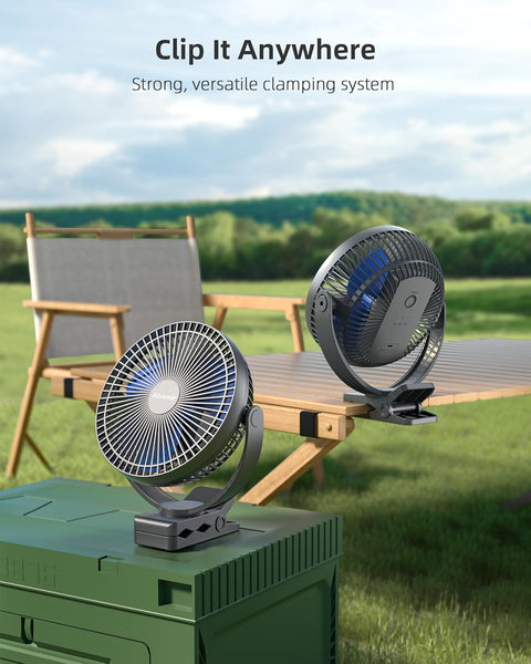 Koonie 10000Mah Clip on Fan, 8 Inch Portable Fans, Rechargeable USB Fan, 360° Rotate & 4 Speeds, Strong Airflow, Sturdy Clamp for Office Desk Golf Car Outdoor Travel Camping Tent Gym Treadmill