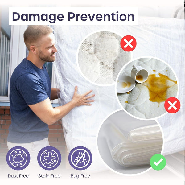 Heavy Duty Mattress Bag for Moving and Storage - Reusable Waterproof Mattress Cover for Moving, Storage and Protect Beds from Stains, Dust, and Pest Damage