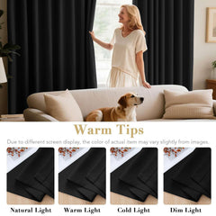 2pcs Full Blackout Curtains, 100% Polyester Fabric, Privacy Protected, Sound proof, Energy saving Grommet Top Curtains for Bedrooms, Living Room, Home Decor & Room Decor