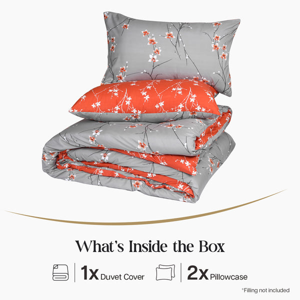 3pcs Luxury Printed Duvet Cover Set – Reversible Quilt Cover with Pillowcases, Ultra Soft & Breathable Microfiber Bedding, Machine Washable, Single, Double, King & Super King Sizes
