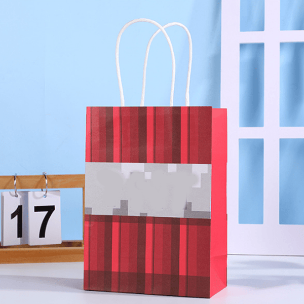 20Pcs Pixel Style Miner Craft Gift Pouches + Stickers Christmas Pixel Gift Pouches Colorful Gift Wrapping Bags Tote Paper Bags Last Minute Halloween Present BagsPixel Style Miner Craft Party Supplies