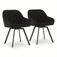 Set Of 2/Set Of 4 Swivel Dining Chairs | Upholstered with Velvet, Arms, Backrest, Metal Legs, Carbon Steel Frame, Memory Foam Filling, Grey, Contemporary Style, Rotatable, No Wheels
